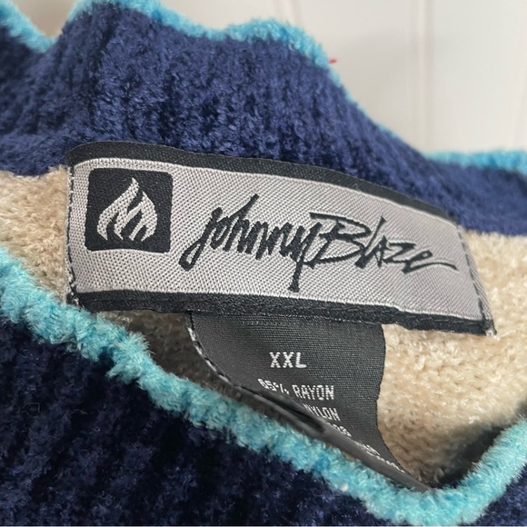 Vintage Johnny Blaze Y2K Surfer Skater Cross Pattern Sweater - Picture 11 of 12